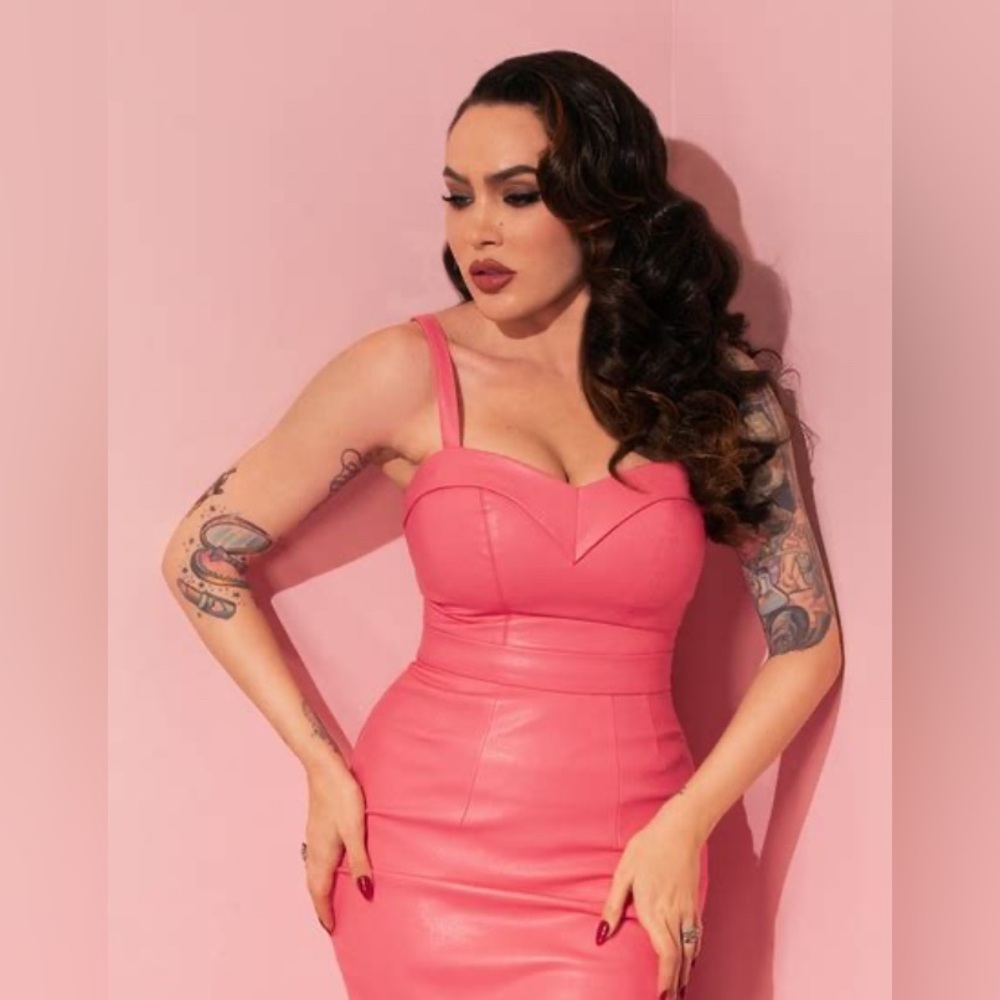 Pink Vegan Leather Maneater top